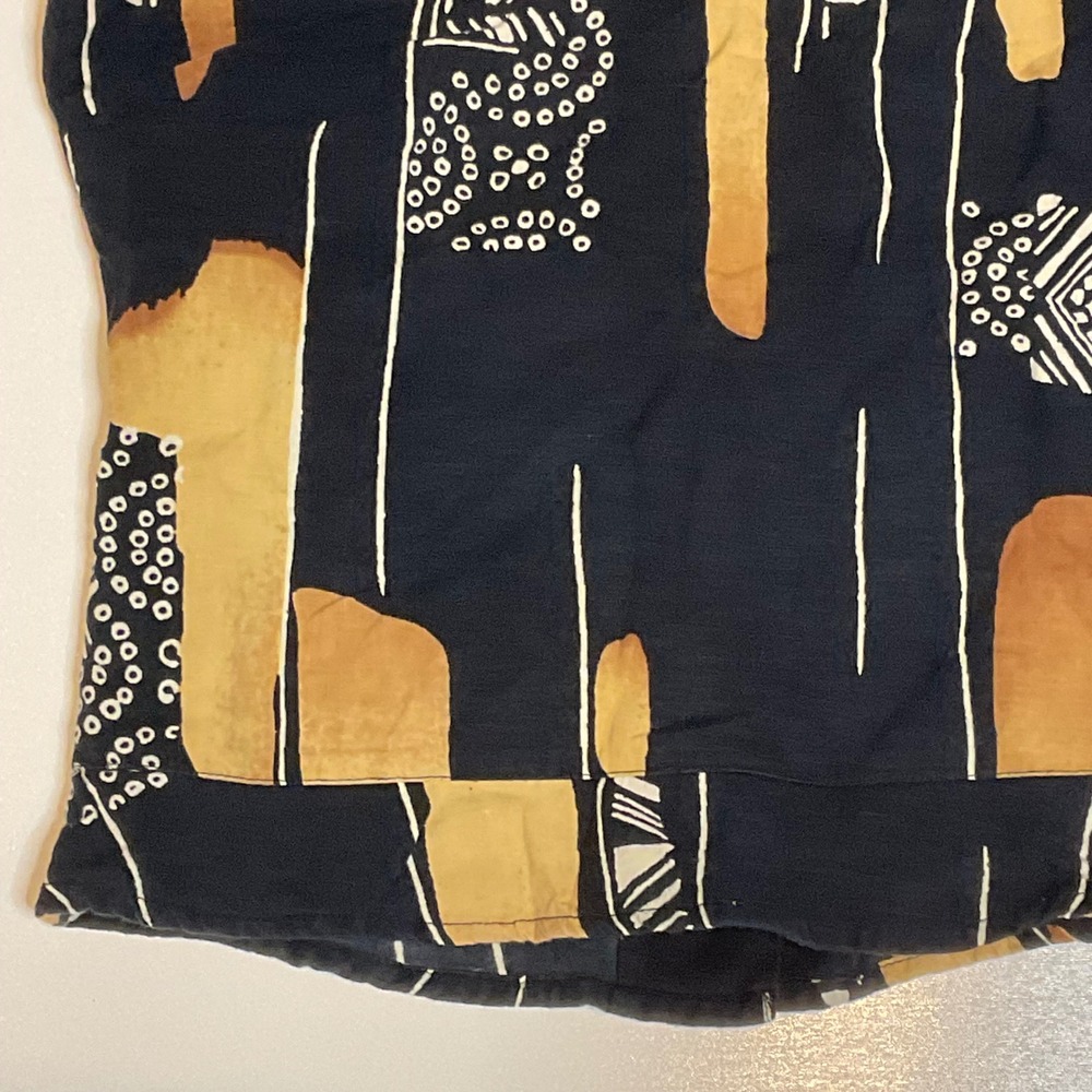 BAMBU women's top cotton linen black brown ruffle abstract geo print boho small - Picture 8 of 10
